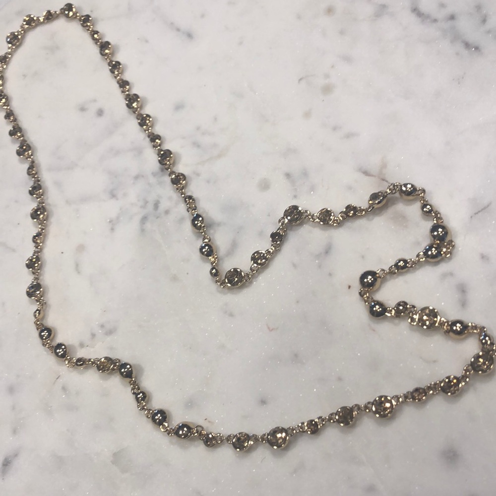 Long gold amber jeweled necklace